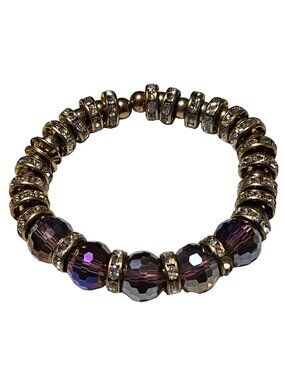 Elegant Rhinestone Bracelet Faceted Purple Beads Stretch Fashion Jewelry Women